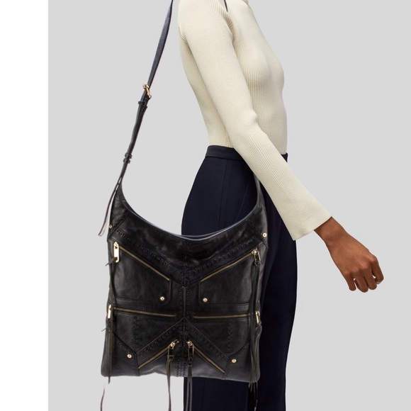 NWT-Rebecca Minkoff Women's Black Love Letters Tri Zip Bag - Picture 2 of 5